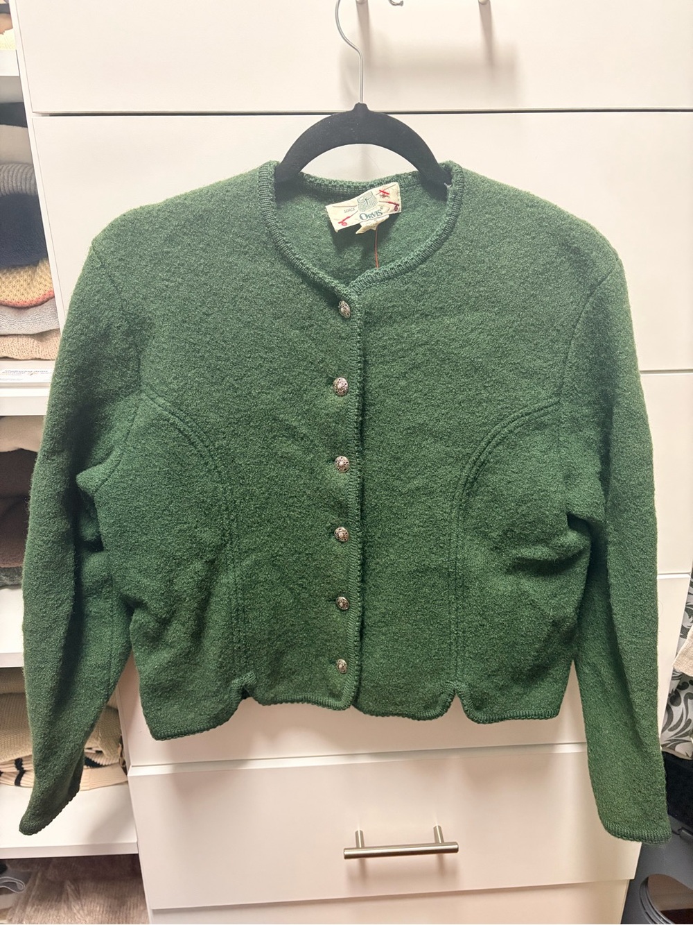 Green 100% wool Sweater Jacket